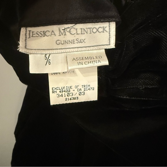 NWT Gunne Sax Jessica McClintock Black Velvet Dress Strappy Long Dress Size 5/6 - Picture 6 of 6
